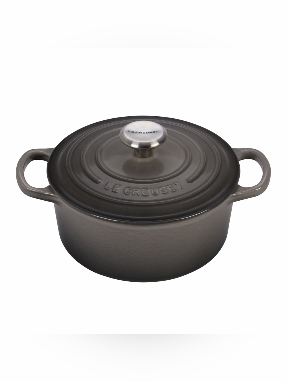 Le Creuset Charcoal Gray Enameled Cast Iron Dutch Oven with Brushed Steel Knob